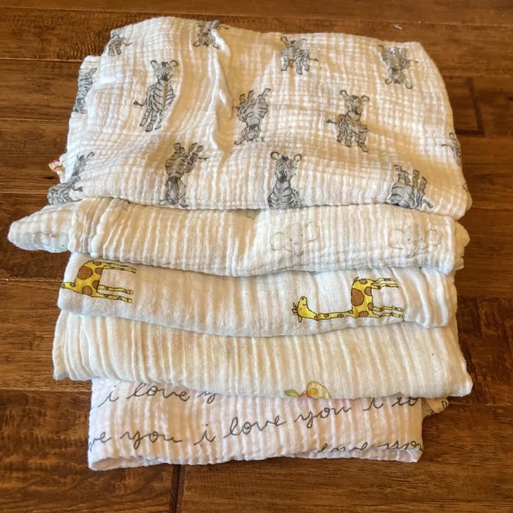 Organic Cotton Muslin Swaddle Blankets Set of 5